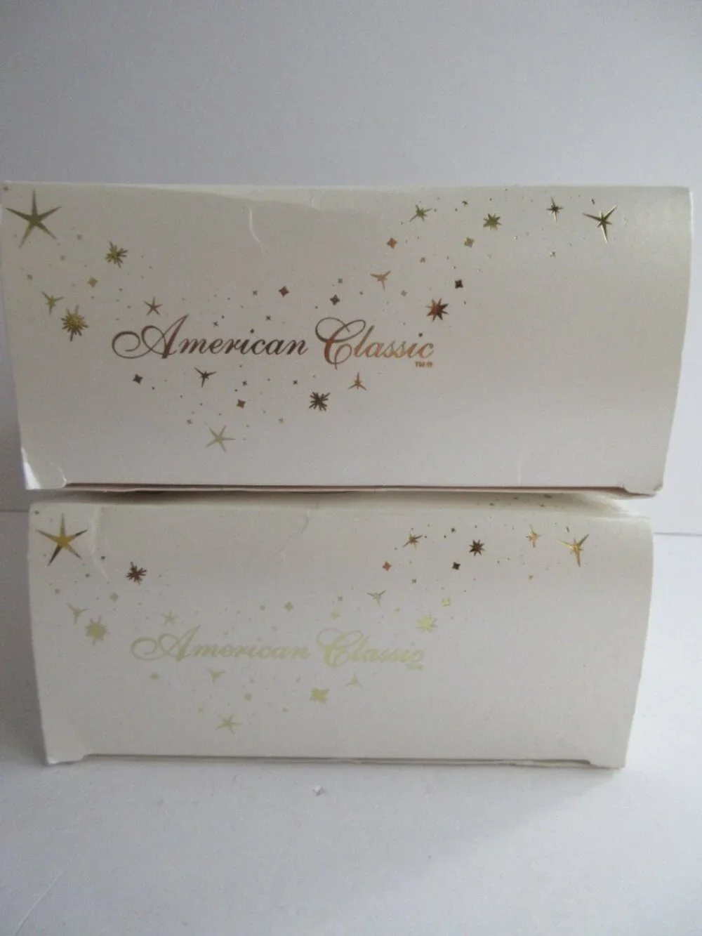Krebs Christmas Ornament 2 Boxes of 4 Glass Balls White w/ Christmas Tree Vtg